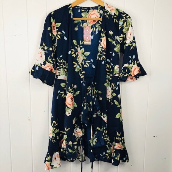 Boo Hoo Womens Floral Frill Hem Wrap Dress Size 4 - Picture 3 of 11